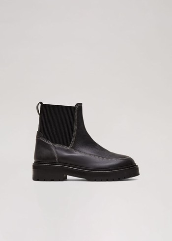 Phase Eight Black Feature Stitch Chunky Chelsea Boots Black Canada | YIZMJC-816